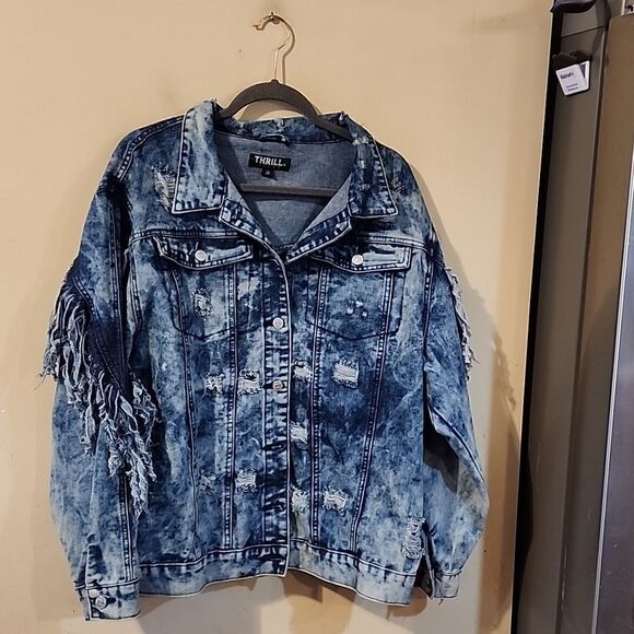 Georgeous Thrill Distressed jean jacket 3X - Picture 1 of 9